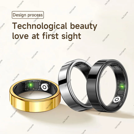 New R09 Smart Ring Men Women with Charging Case,Heart Rate Blood Oxygen,Skin Temperature Monitor,5ATM Waterproof For Android IOS
