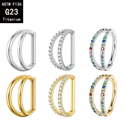 G23 Titanium ASTM F136 Nose Rings Piercing Hoop Earrings For Women Septum Nose Ring Clicker piercing Set  Body Jewelry