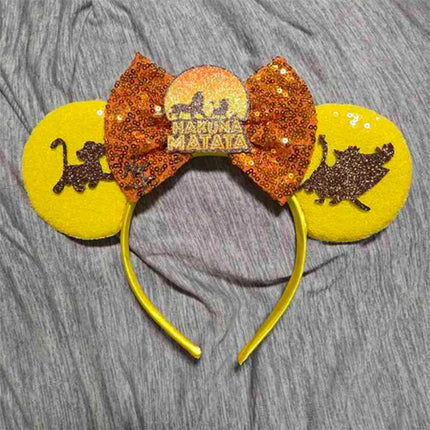 1pc Lion King Ear Headband – Sparkly Sequin Ears with Bow, Eye-Catching for Parties & Dress-Up.