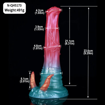 FAAK Colorful Silicone Ribbed Fantasy Horse Knot Dildo with Suction Cup Anal Sex Toys Soft Girthy Huge Fake Penis for Women