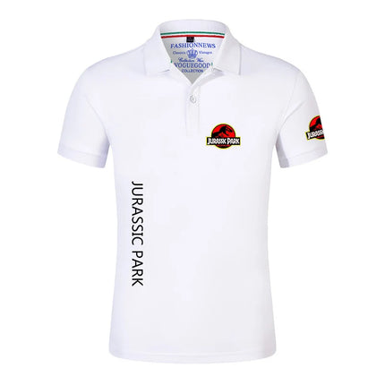 Jurassic Park Summer Casual Sports Ice Silk Quick-drying Breathable Lapel Collar Short-sleeved Solid Color Polo Shirt
