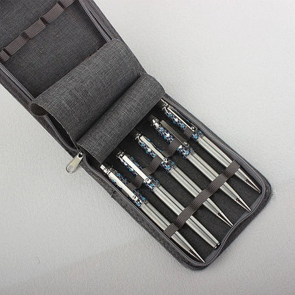 48 Slots Fountain Pen Case Pencil Case Pouch Bag Canvas Case for 10/24/ Pens Black, Blue, Gray