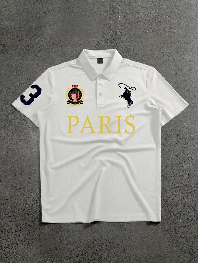 Manfinity Mode Men's Short Sleeve Polo Shirt Minimalist and Fashionable Suitable for Summer Street Printing Sports Style Polo