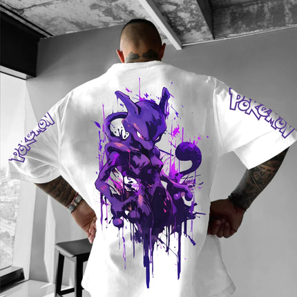 Summer Anime Pokémon Cosplay T-Shirt Cotton Short Sleeve Tops Casual Loose Retro T-Shirt Men Women Family Matching Outfits Tops