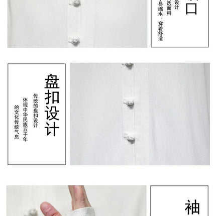 Men Long Sleeve Casual Shirt New Arrival 2026 Spring Chinese Style Vintage Mandarin Collar Loose Male KungFu Tops Shirts N056