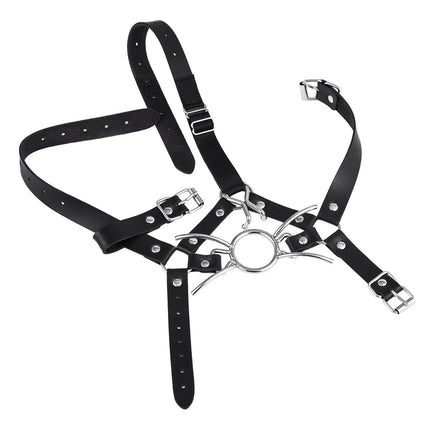 BDSM Metal Spider Gag with Nose Hooks Head Harness Bondage Slave Restraint Adult Sex Toy for Women Men Gay Fetish Role Play Gear