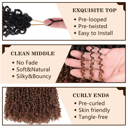 7 Packs Pre-looped Yanky Twist Crochet Braids Hair Synthetic Natural Black Pre-twisted Passion Twist Boho Crochet Braid Hair
