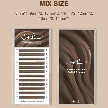 NATUHANA Caramel Colored Lashes Extension Individual Faux Mink Colour False Eyelashes Brown Teal Mocha Lashes For Makeup Tools