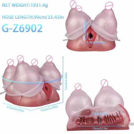 GEEBA Ultra-Realistic Blue Silicone Male Stroker Fantasy Breast Modeling Premium Adult Men Masturbator Body-Safe Adult Onahole