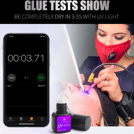 Dassen 5ML 1 Second Fast Drying Strong False Eye Lash Extension UV Glue Adhesive Retention Low Smell Mink Eyelash Glue UV