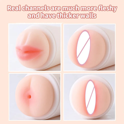 Realistic Soft Silicone Male Masturbator - Vaginal Pocket Pussy & Scrotum Stimulator, Safe Adult Sex Toy for Men