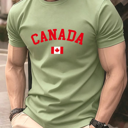 Canada Text With Flag Printed Cotton T-Shirts Men's Summer Short Sleeve T Shirt Soft Oversized O-Neck Tops Basic Men's Clothes