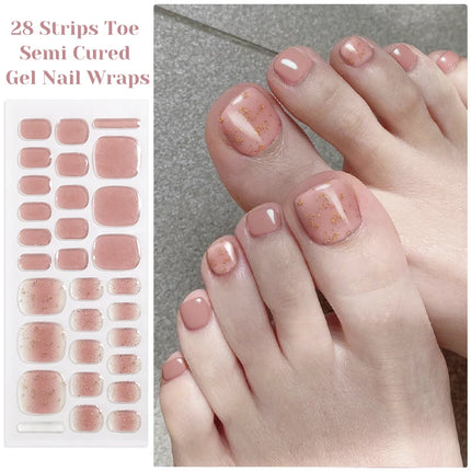 Gradient Auroras Semi Cured Gel Nail Strips Sparkly Shinning DIY Gel Polish Stickers for Nails Works with UV/LED Nail Lamps