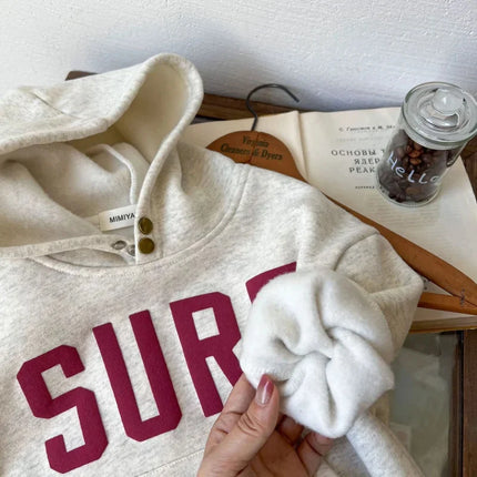 Korean Style Autumn Loose Letter Print Hooded Newborn Baby Fleece Hoodies Long Sleeve Winter Infant Sweatshirt For Boys Girls