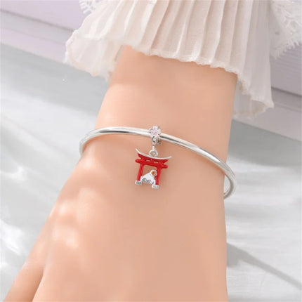 925 Sterling Silver Japanese Koinobori Senbazuru Mount Fuji Souvenir Pendant Fit Original Charm Bracelets Women DIY Jewelry Gift
