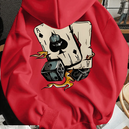 2026 new trendy fashion hooded sweatshirt with poker card pattern print for men stylish sportswear shirt hoodies streetwear