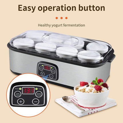 1.4L Electric Yogurt Maker Adjustable Temperature Time Yogurt Maker Machine with 8pcs Yogurt Jars for Milkshake Jam Ice Cream Pu