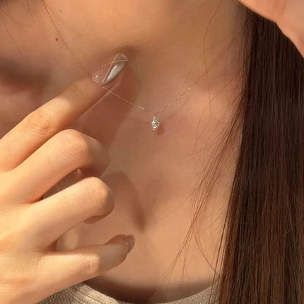 14K Gold Plated Shiny Water Drop Zircon Clavicle Chain for Women Fashion Exquisite Ins Daily Matching Chain Necklace Jewelry