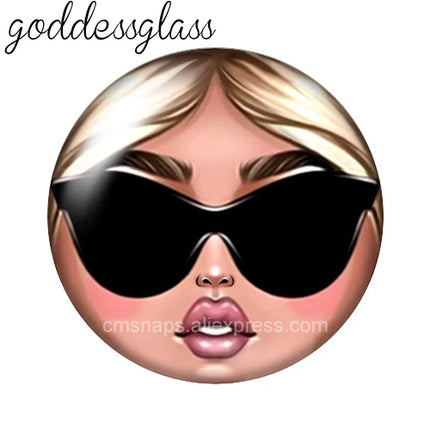 Matryoshka Doll Face Girl Sunglasses 12mm/18mm/20mm/25mm Round photo glass cabochon flat back Making findings Jewelry