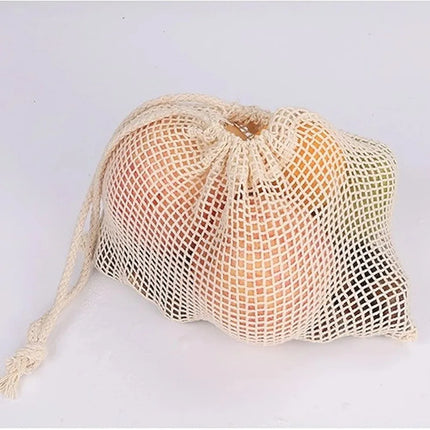 Reusable Cotton Mesh Bag Large Eco-friendly Drawstring Bag Light Weight Fruit and Vegetable Storage Bundle Pocket Kitchen