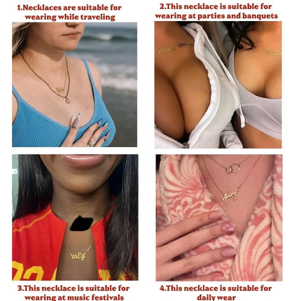 Personalized Name Necklace Custom Fashion Simple Stainless Steel Letter Gold Color Choker Necklace Pendant Nameplate Gifts