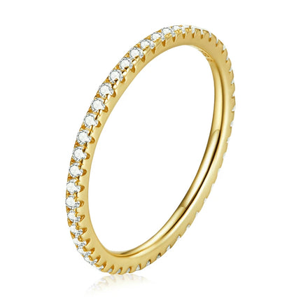 BAMOER White Gold Plated Solid 925 Sterling Silver CZ Simulated Diamond Stackable Ring Eternity Bands for Women