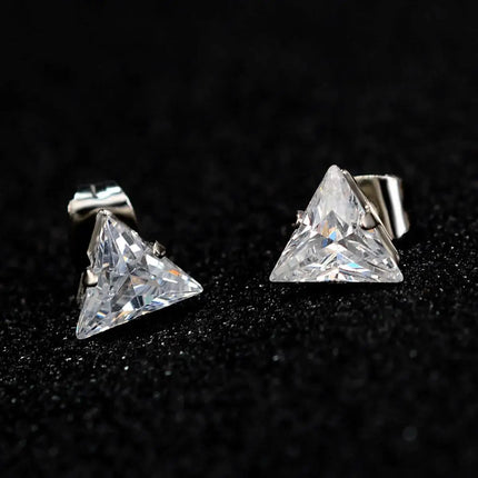 Classic Stainless Steel Square Crystal Zirconia Studs Earrings For Women/Men 4 Prong Tragus Cartilage Earring Trend Jewelry 2023