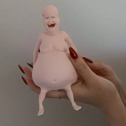 Weird & Cute Squishy Stress Relief Ball, Bizarre Adorable Fidget Toy, Unique Adult Squeeze Bald Old Man, Gag Gift Party Favor