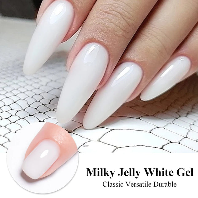 8ml Jelly Milky White Gel Nail Polish Translucent Pure Color UV Gel Polish Semi Permanent Soak Off Varnish Manicure Nail Art DIY