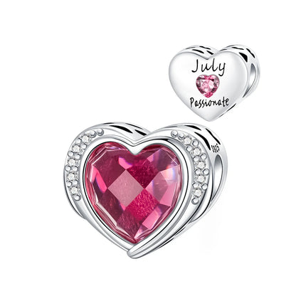 925 Sterling Silver January-December Birthday Stone Love Zircon Pendant Bead Fit Charms Necklace Bracelet Women Jewelry DIY Gift