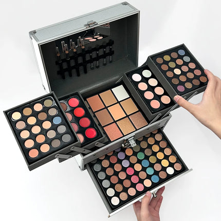 132 Color Makeup Gift Kit Full Set Box Face Powder Eyeshadow Palette Lipstick Concealer,Eyebrow Blush All In One Makeup Gift Set
