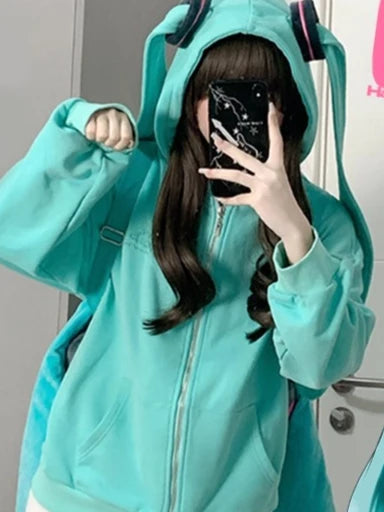 Women's Hooded Jacket Spring Autumn Cardigan Sweatshirt 2025 New Oversized Hoodie College Style Zip Up Hoodie Streetwear Women