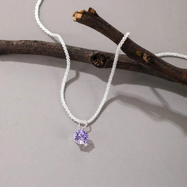 Hot 925 Sterling Silver Plated Necklace Versatile Single Sparkling AAA Zircon Clavicle Chain for Women Wedding Jewelry Wholesale