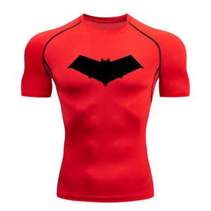 Summer Casual Run Compression T-Shirt Men Tops Bat Print Quick-Dry Fitness Gym Sportswear MMA Rashguard Jersey Workout Tee Male