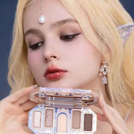 Flower Knows Swan Ballet 6 Color Eyeshadow Palette Matte Shimmer Pearl Glitter Waterproof Highly Pigmented Long Lasting Makeup