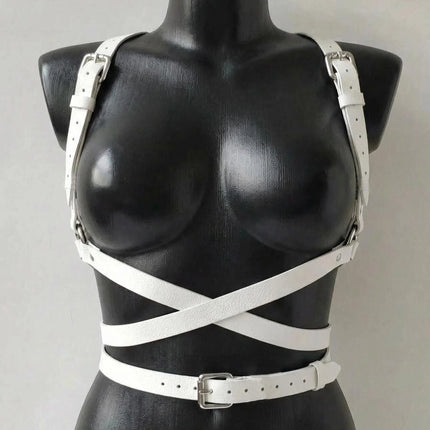 Pink Sexy Faux PU Leather Lingerie Suspender Harness Women Goth Adjustable Bondage Body Harness BDSM Fetish Clothing Accessorie