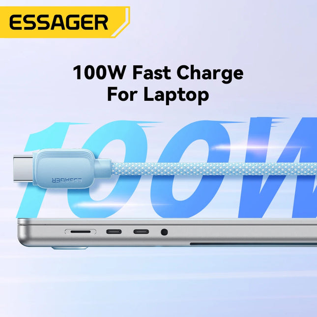 Essager USB C to Type C Cable 5A PD 100W Fast Charging Charger Data Cord For Macbook Pro Samsung Xiaomi Huawei Charge Cable 3M