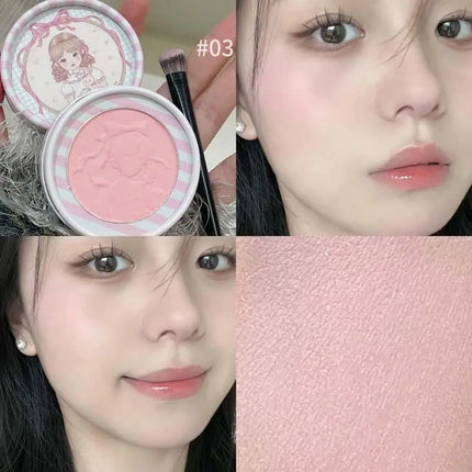 HERORANGE Dimensional Matte Shimmer Retro Almonds Blusher Rouge Enhancing Embossed Blush Fine Powder Monochrome Smooth Makeup