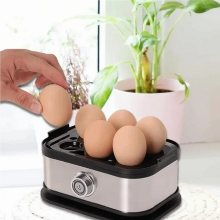 200W Power Eggs Boiler Space Saving Auto Shut-Off Smart Egg Cooker 6 Eggs Capacity Stainless Steel Rapid Egg Cooker