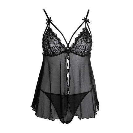 2026 Hot Sale Romantic Wire Free Bra Hollow Out Lingerie Set Pink Women Lace Bra And Panties Underwear Set