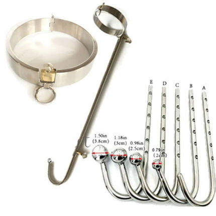 Stainless Steel Collar Slave Forced Posture Body Harness Hook Restraint BDSM Ball Plug Bondage Anal Plug Sex Toys for Men Women
