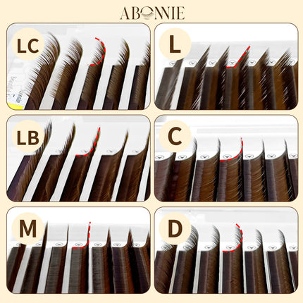 ABONNIE Classical Cocoa Brown Eyelash Extensions LC LB M L Curl Soft Natural Cashmere Brown Colorful Individual Mink Lashes