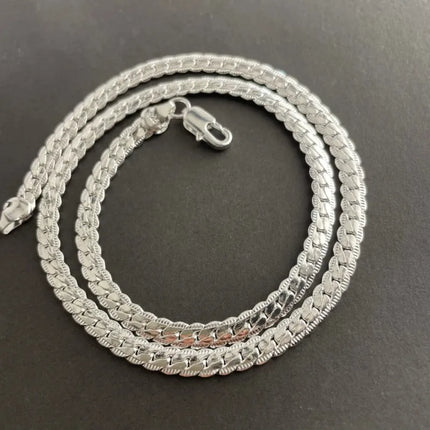 925 Sterling Silver 6MM Full Sideways Chain Necklace for Women Men Fashion 8/18/20/22/24 Inch Jewelry Sets Wedding Jewelry Gift