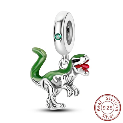925 Sterling Silver Charms Beads Cute Fire Dragon Shaped Chameleon Charms Fit Original Pendants Bracelet DIY Women Jewelry Gift