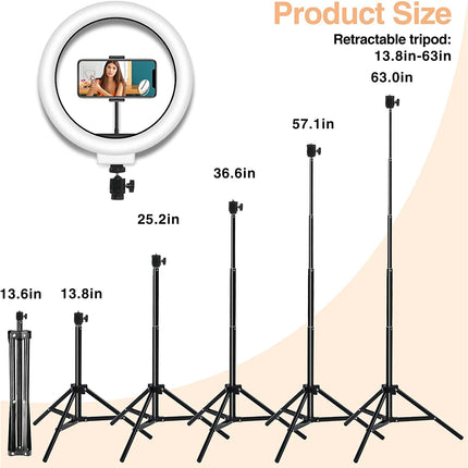 10" Selfie Ring Light,1.7M 19CM Tripod Stand &Phone Holder,LED Camera Ringlight with RGB Colors Modes Dimmable for Makeup/Vlog