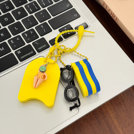Cute Cartoon Surfing Swimming Girl Boy Pendant Keychain Creativity Bag Charm Backpack Hanging Piece Car Key Chain Chic Gift A712