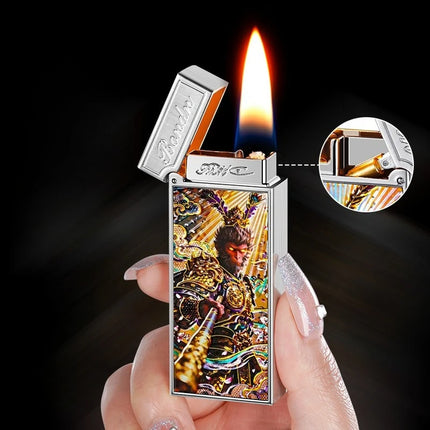 New Voice-controlled Embossed Alloy Kerosine Lighter,Intelligent Voice-controlled Ignition Open Flame Men's Personalized Lighter