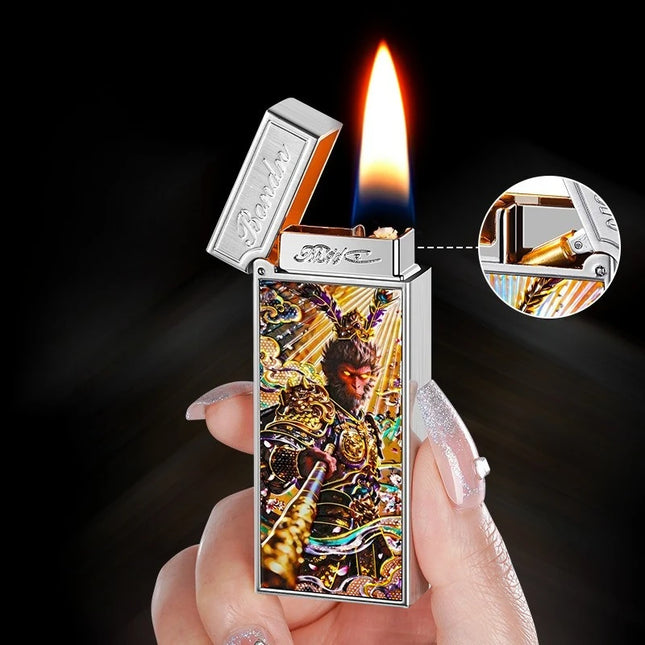 New Voice-controlled Embossed Alloy Kerosene Lighter, Intelligent Voice-controlled Ignition Open Flame Men's Personalized Lighter