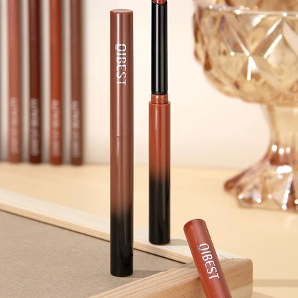 QIBEST 12 Colors Lip Makeup Nude Lipstick Pencil Waterproof Long Lasting Sexy Red Lip Stick Matte Lip Liner Pen Lipstick