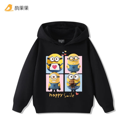 Children's cartoonMinions pattern printed hooded sweatshirt for boys and girls suitable for autumn andwinter a warm top for kids